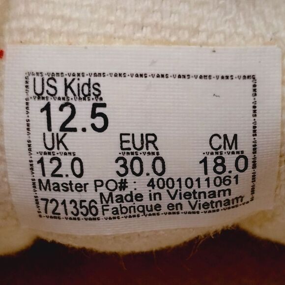 Vans Old Skool Skateboard Sneakers Kids Size 12.5 Red White Casual Shoes - Picture 8 of 8